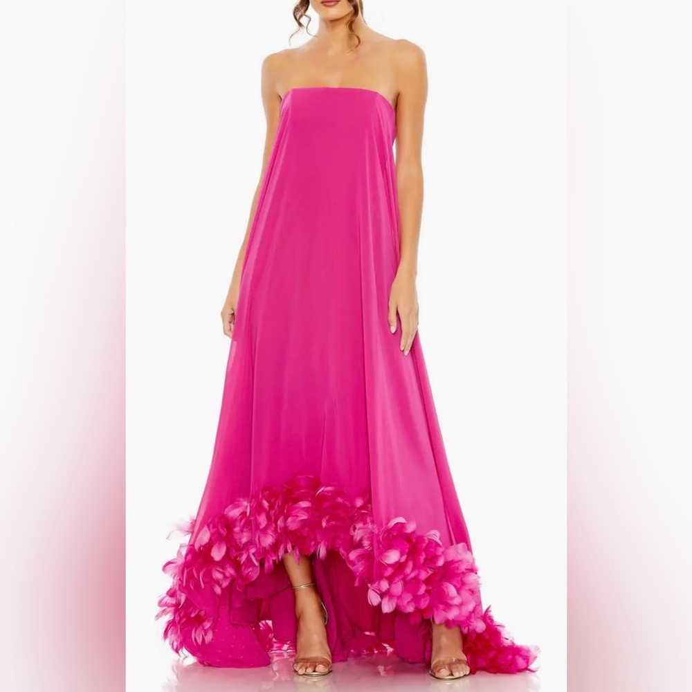 MAC DUGGAL Strapless Flare Heather Hem Gown